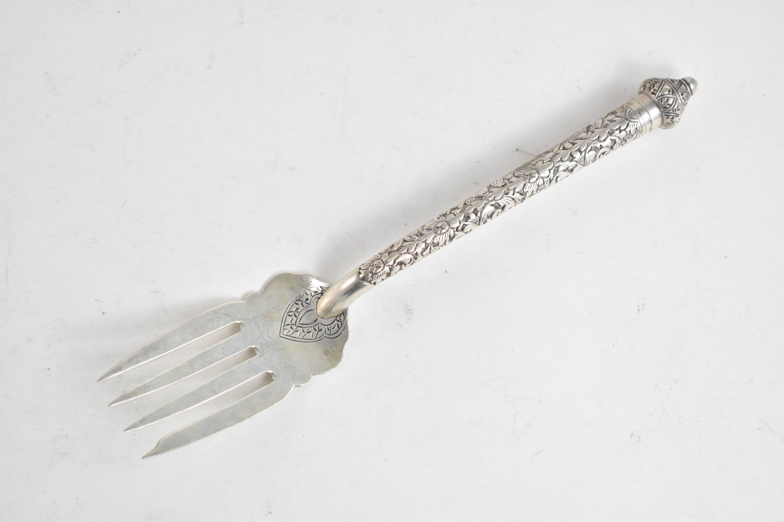 Sterling Silver Ornate Handle Eastern European 8.25" Table Fork