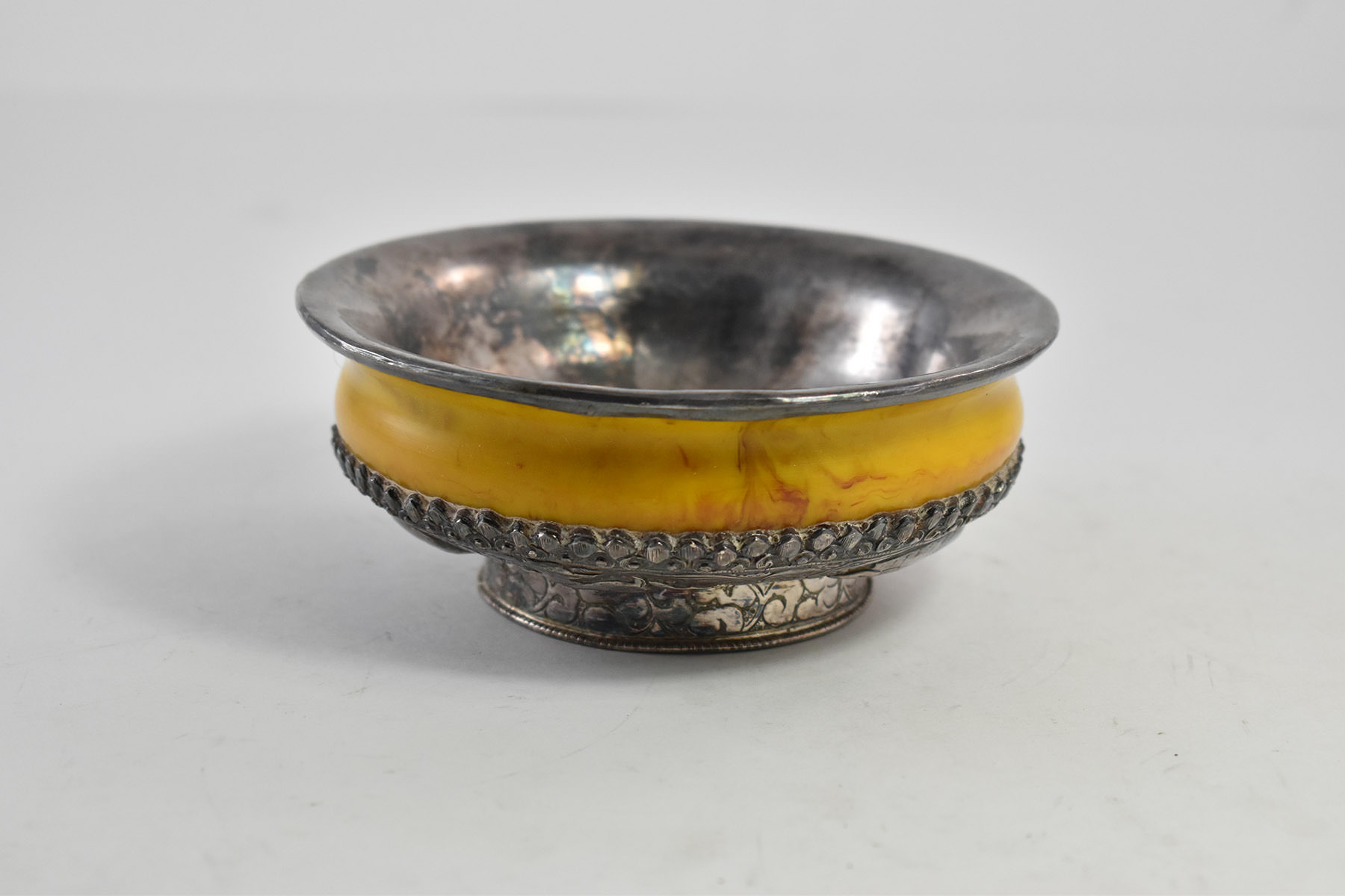 Sterling Silver Ornate Vintage Tibetan Dragon Motif Bowl