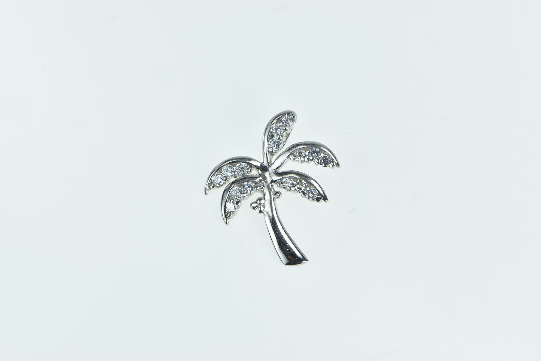 Sterling Silver Palm Three Vintage Tropical Vintage CZ Pendant