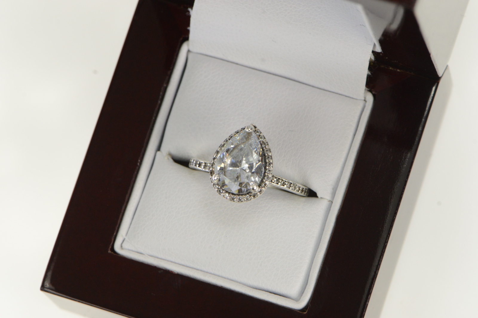 Sterling Silver Pandora Sparkling Teardrop Halo Promise Ring, Size 5.5