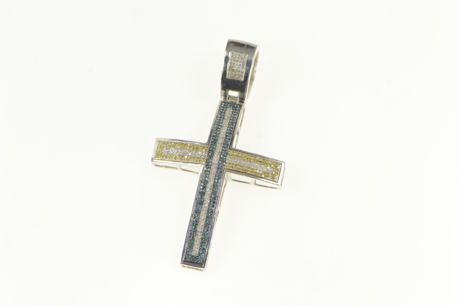 Sterling Silver Pave Diamond Encrusted Cross Pendant