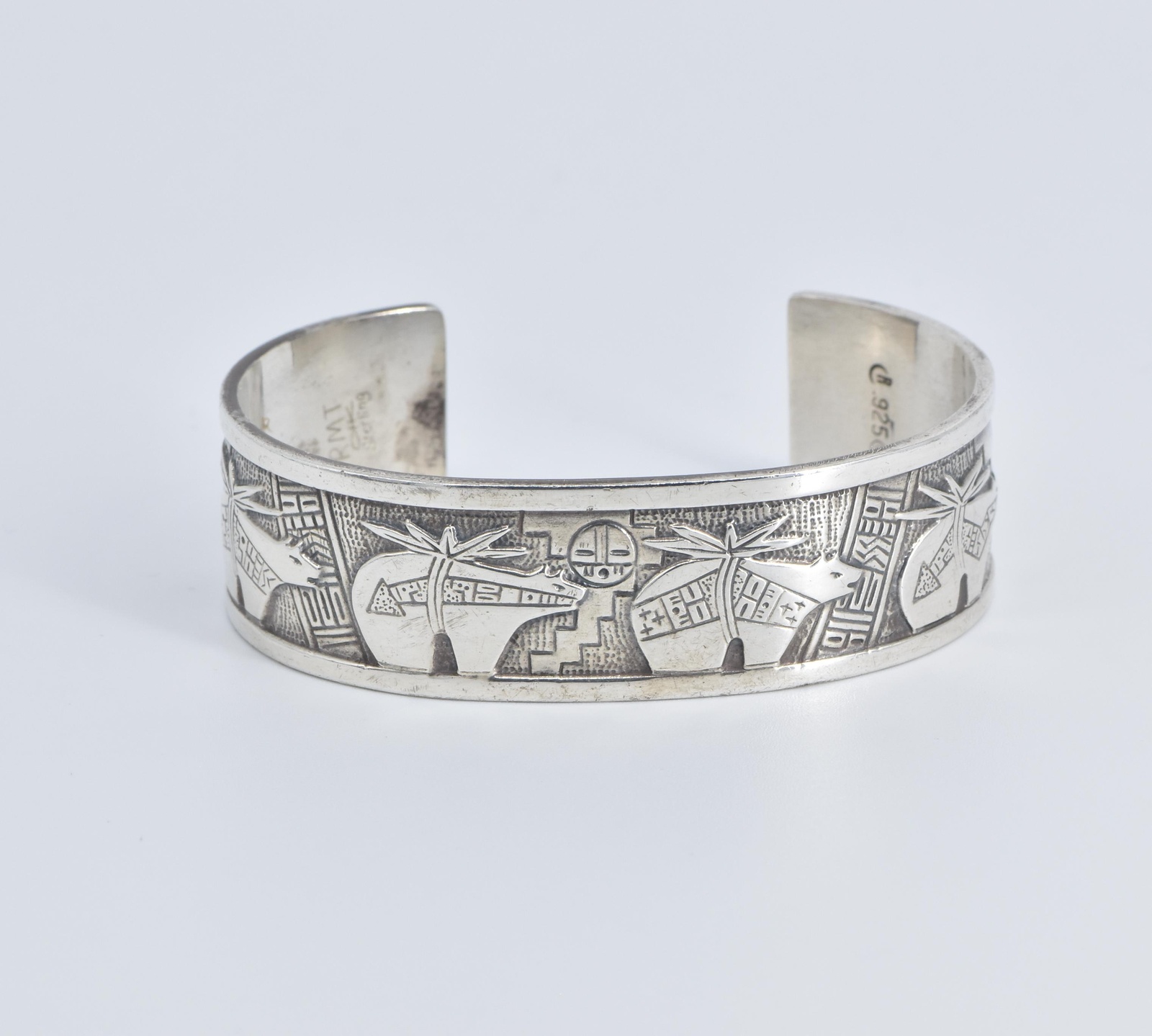 Sterling Silver Roderick & Marilyn Tenorio Kewa Fetish Bear Bracelet 6.75"