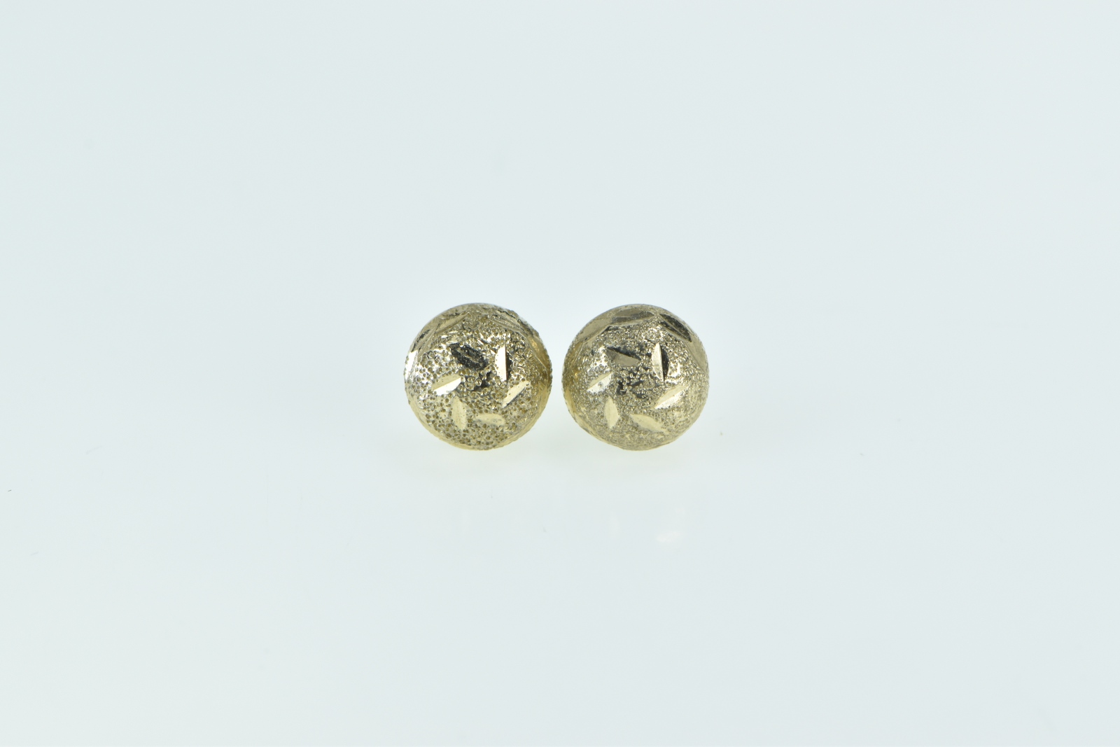 Sterling Silver Round Gold Plated Diamond Cut Domed Stud Earrings