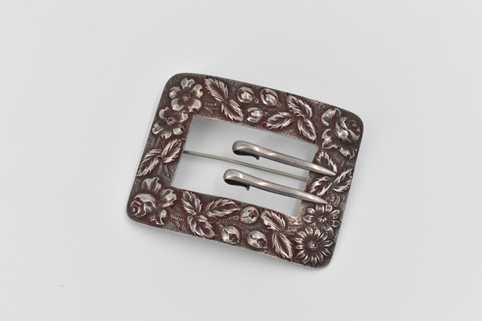 Sterling Silver Stieff Repousse Belt Buckle Sash Scarf