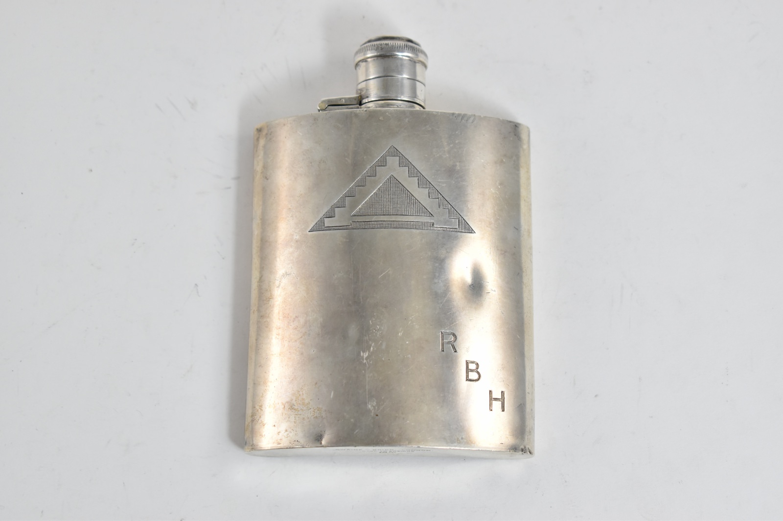 Sterling Silver Swaine Brigg London Monogram Flask