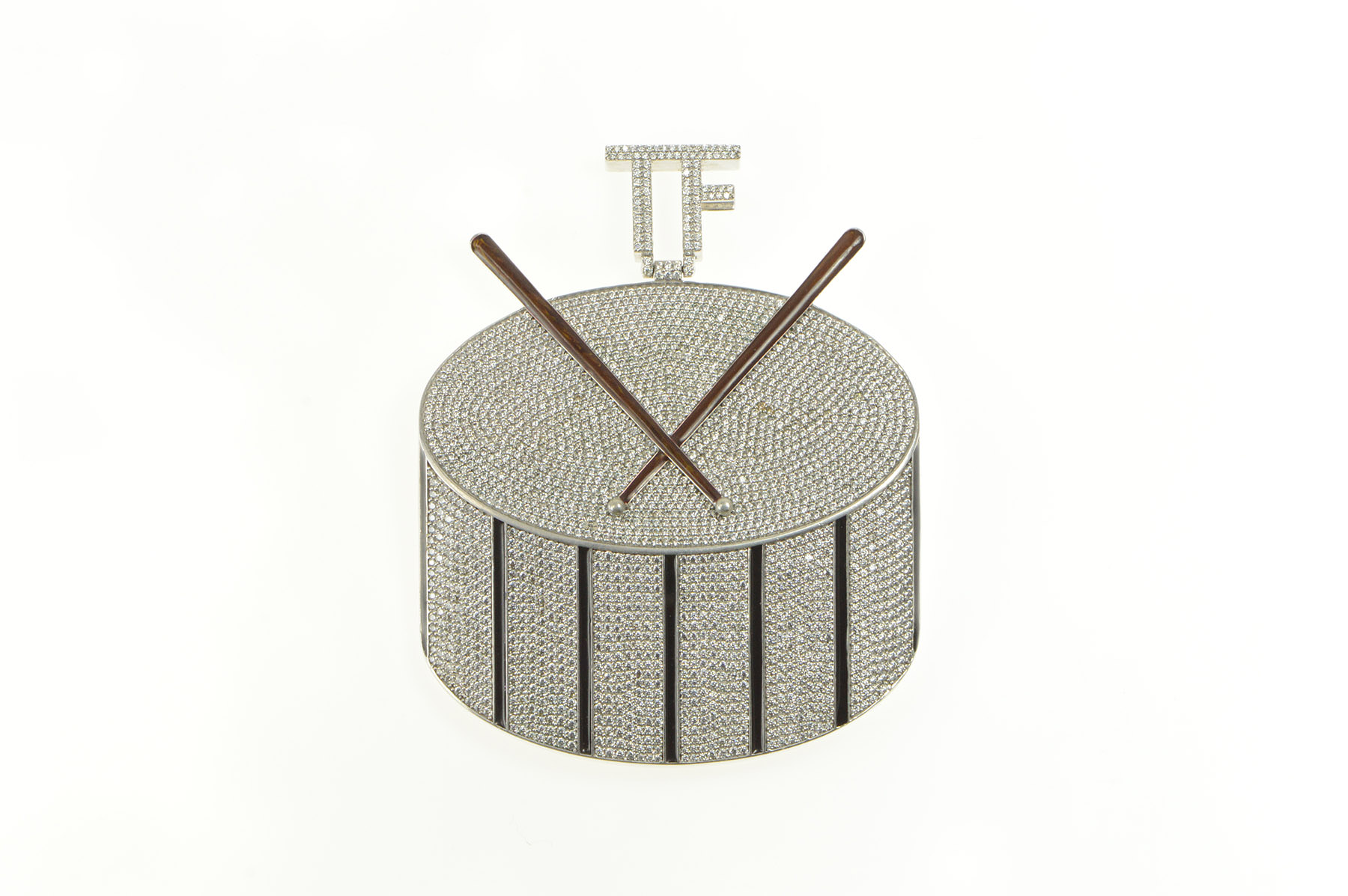 Sterling Silver TF Pave Snare Drum Line Marching Band Pendant