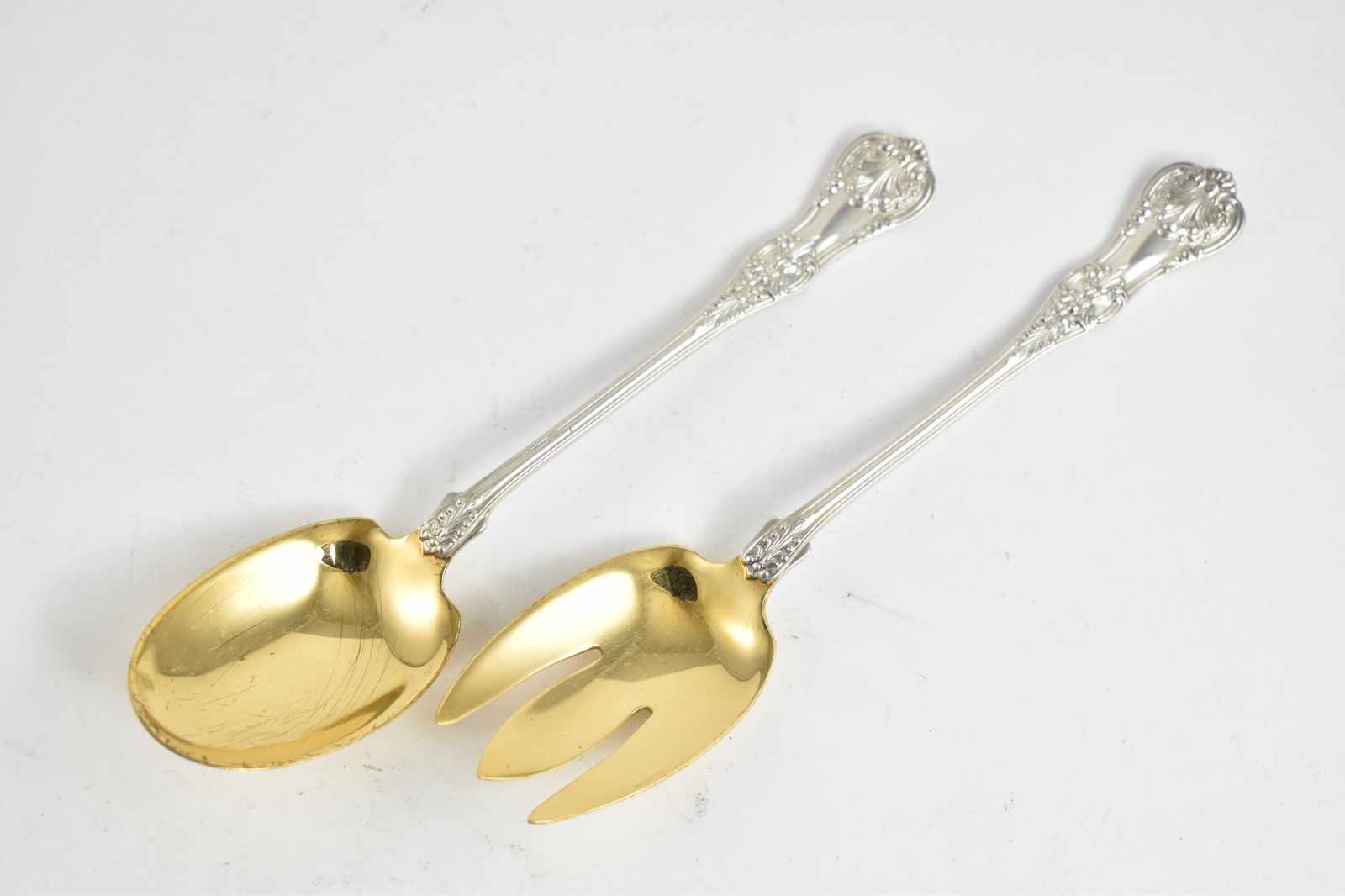 Sterling Silver Tiffany & Co English King Goldwash Solid Salad Set (2 pcs)