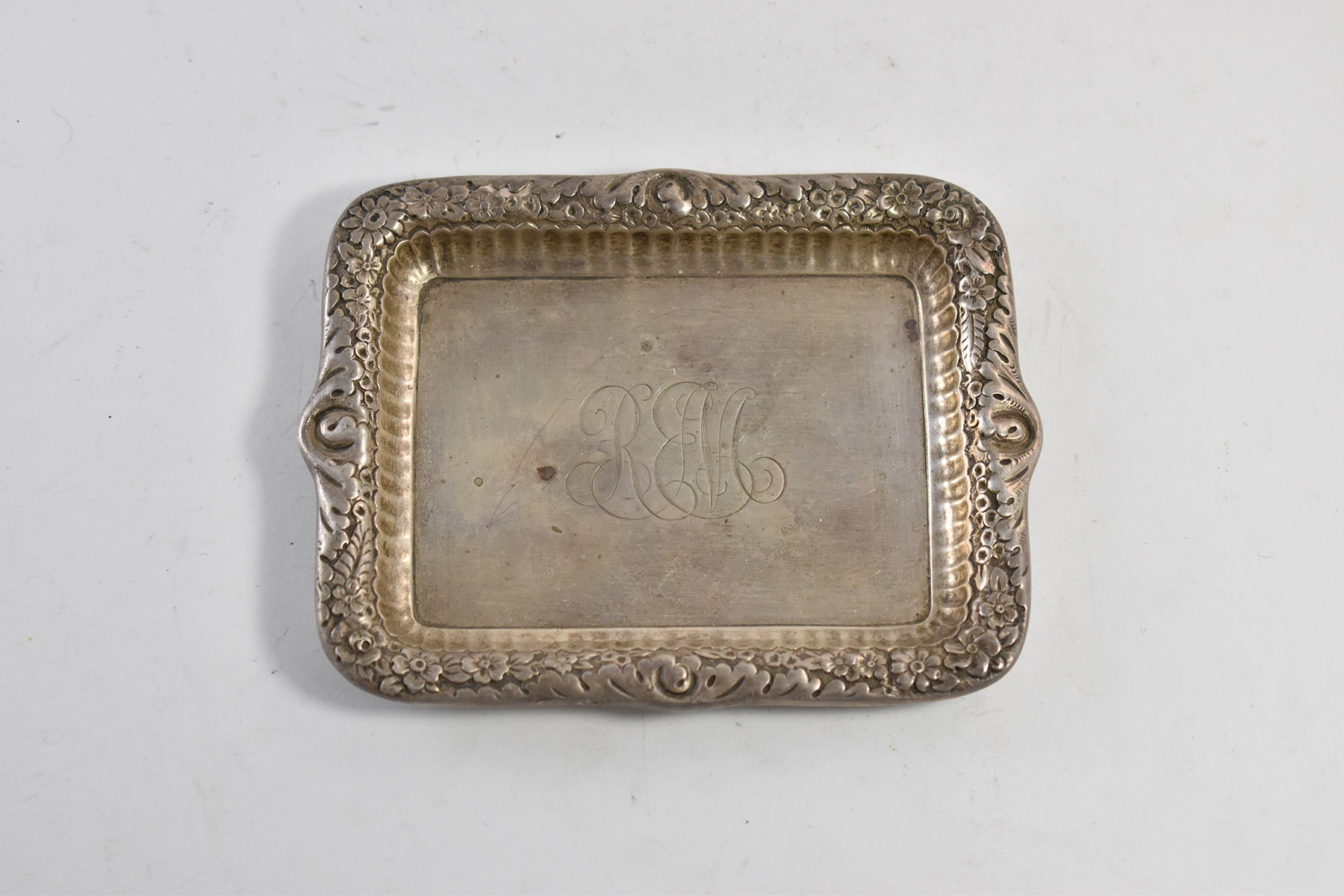Sterling Silver Tiffany & Co Monogram Engraved Trinket Ring Dish