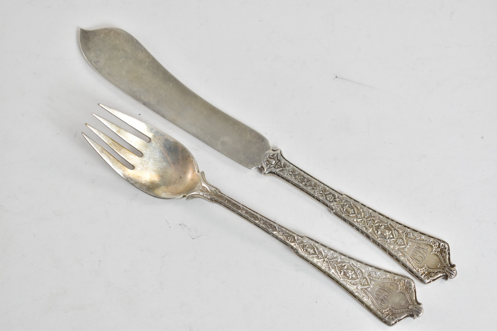 Sterling Silver Tiffany & Co Persian Fish Set (8 full sets, 1 partial)