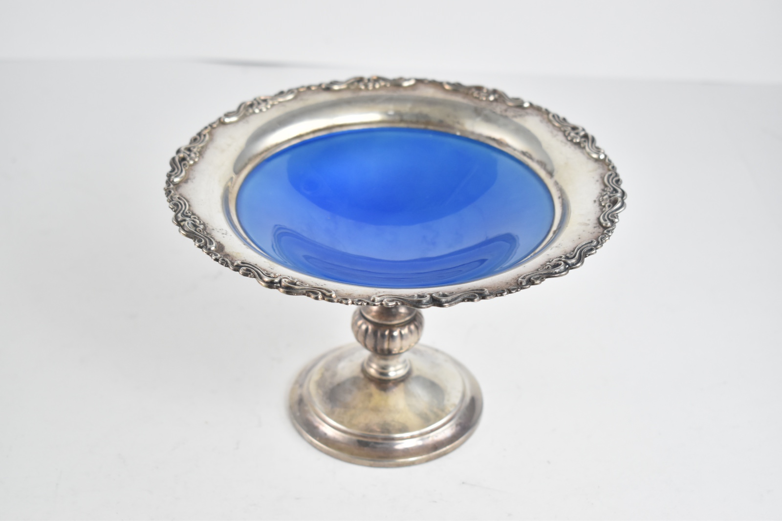 Sterling Silver Towle Enamel Pedestal Candy Nut Serving Dish Bowl