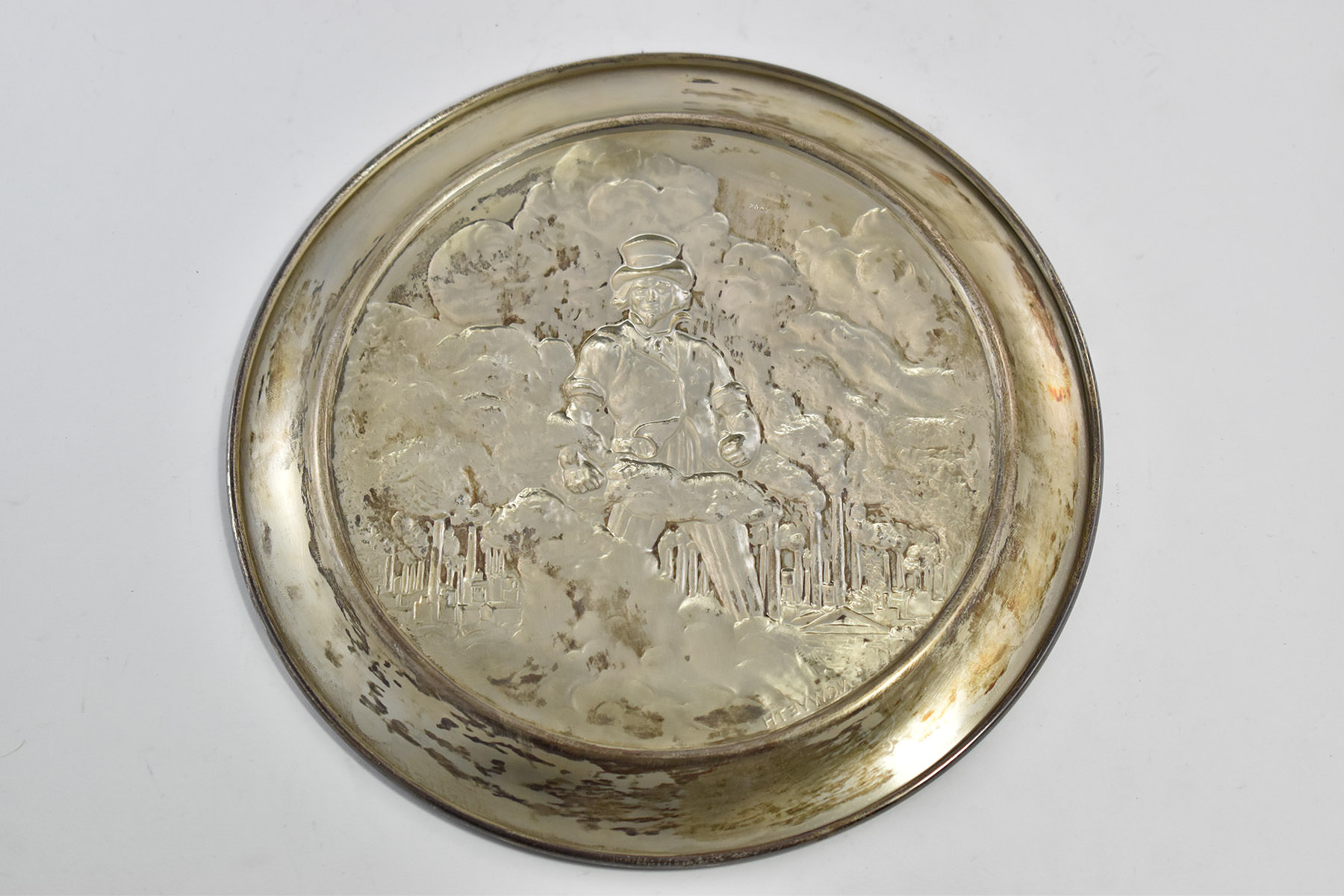 Sterling Silver Uncle Sam Arsenal of Democracy Commemorative Plate