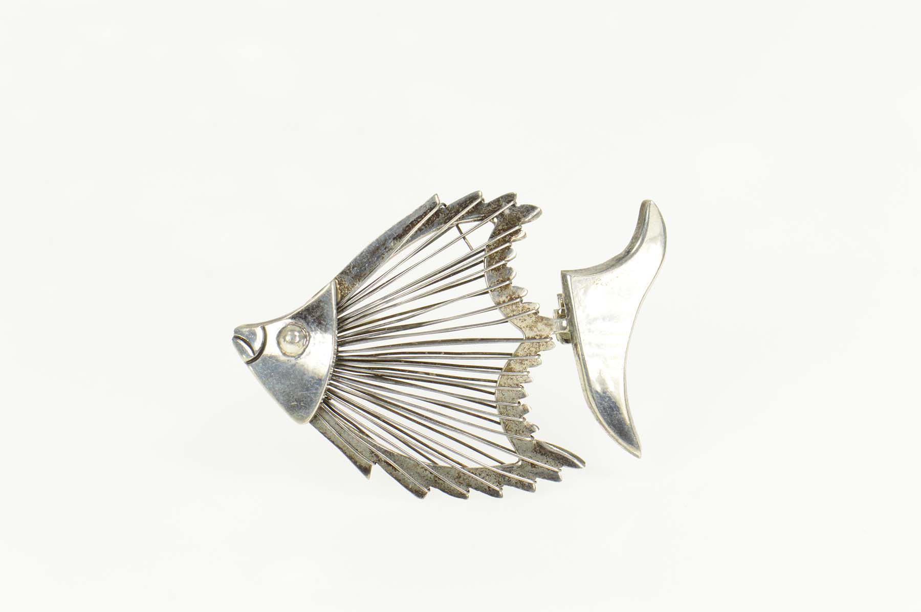 Sterling Silver Unique Stylized Angel Fish Statement Pin/Brooch