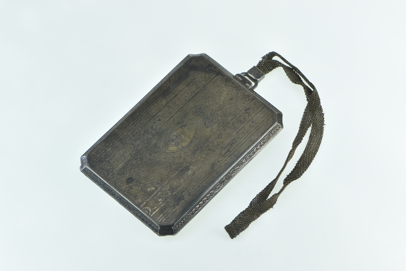 Sterling Silver Victorian Monogram Pinstriped Compact Coin Purse Mirror