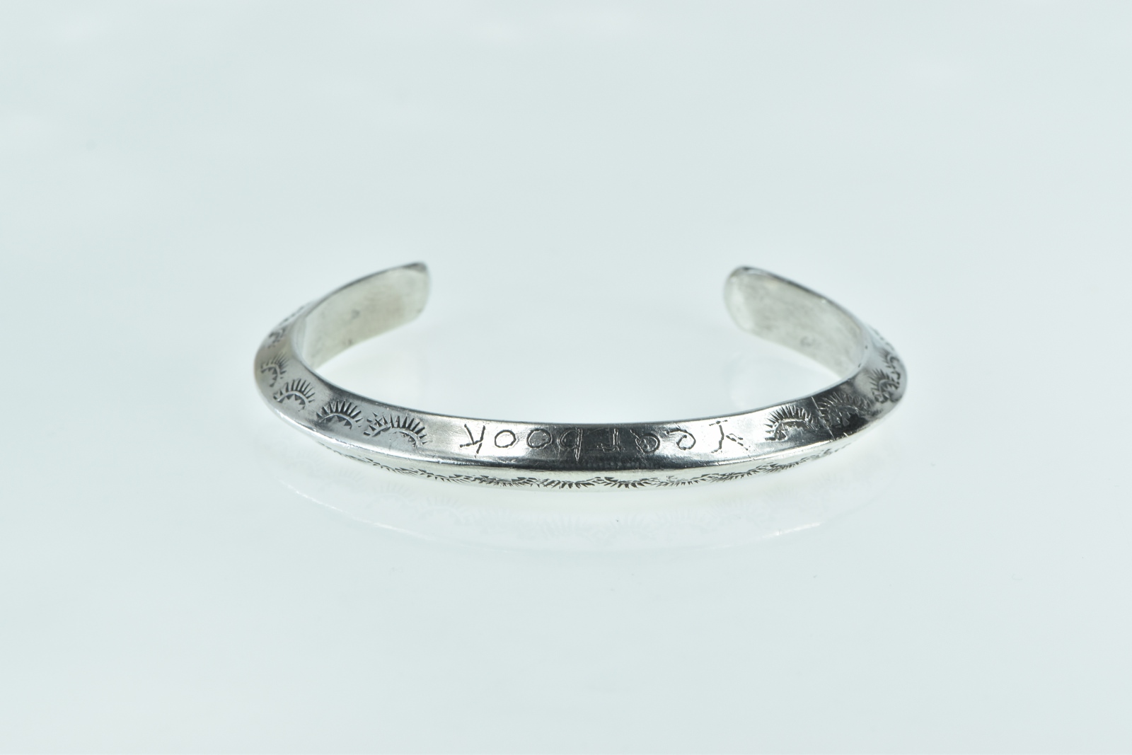 Sterling Silver Vintage Stamped Yearbook Engraved Cuff Bracelet 6.75"