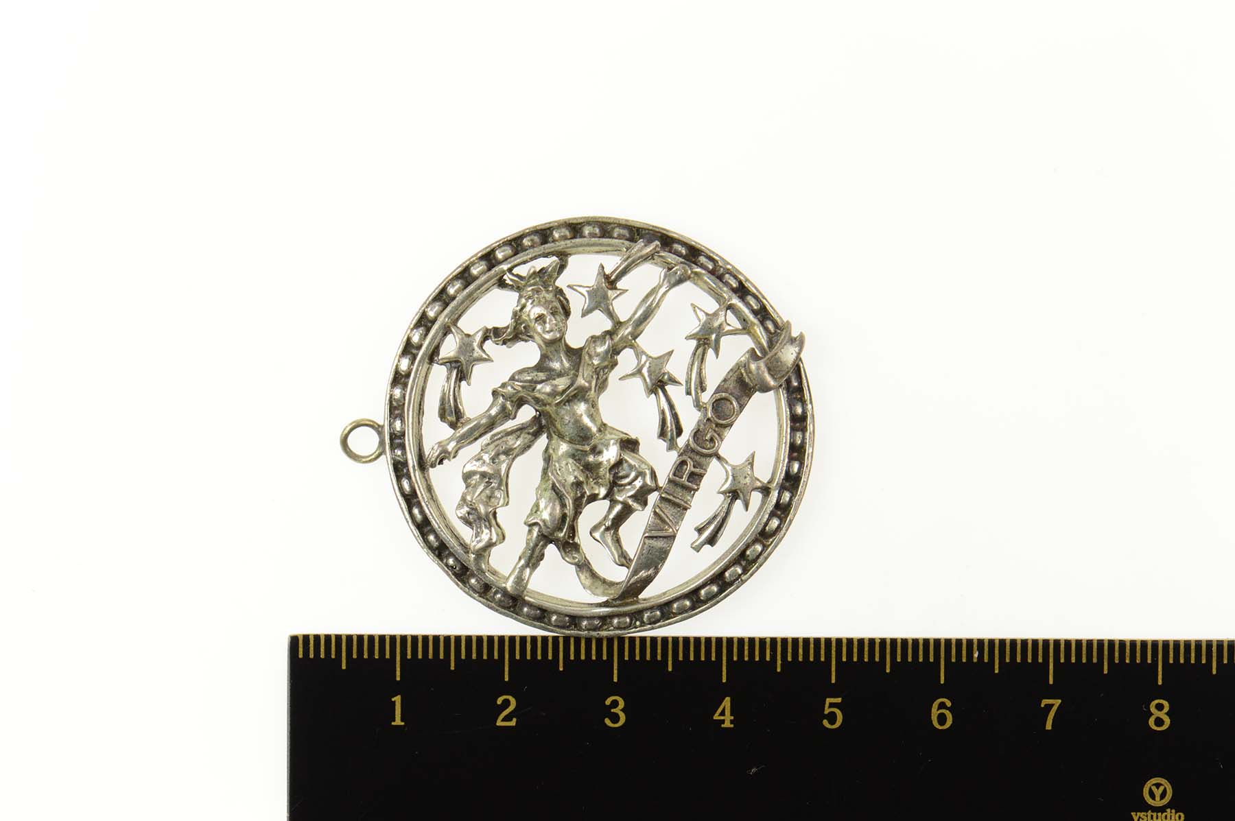 Sterling Silver Virgo Astrology Star Sign Zodiac Medallion Charm ...