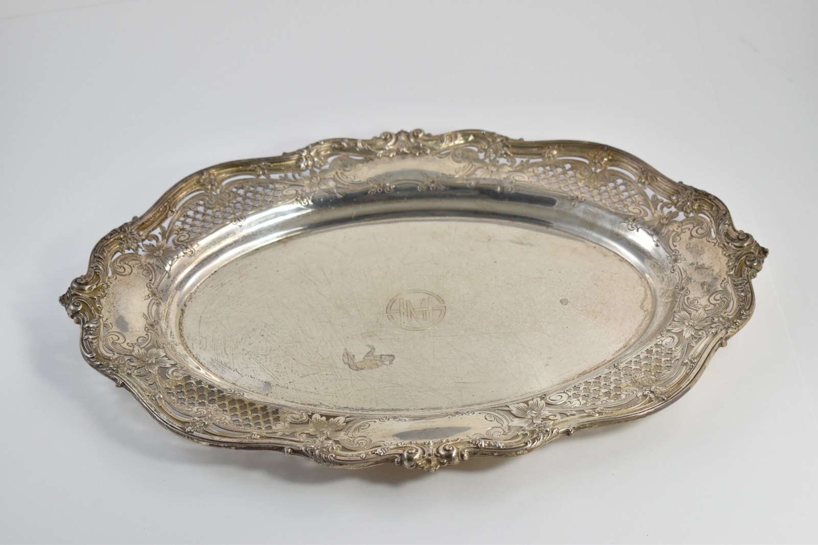 Sterling Silver Wright Kay & Co. H M S Monogram Platter