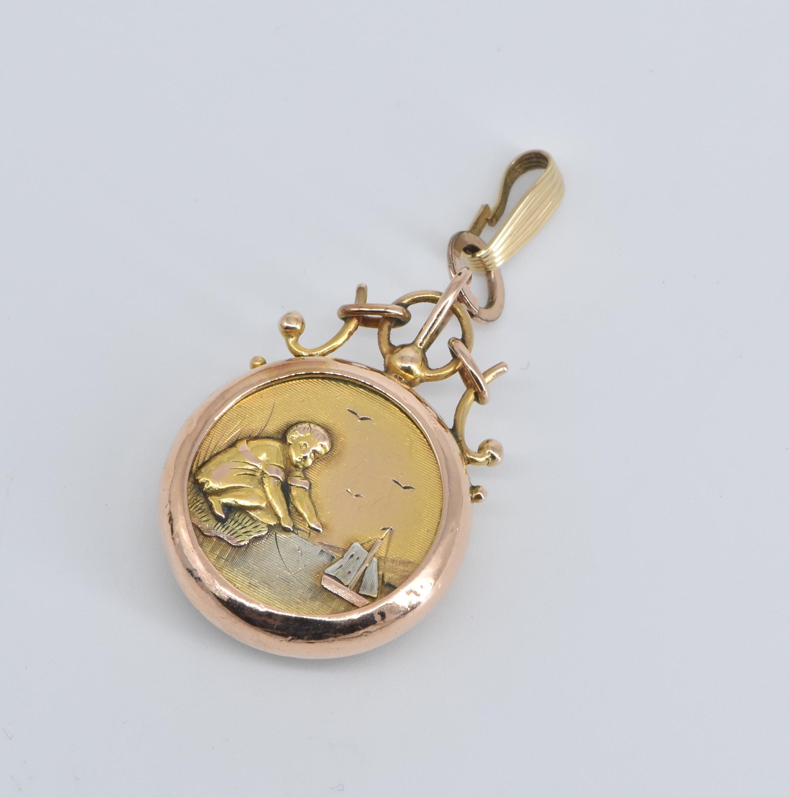 Victorian Carved Black Onyx Mythology Sail Boat Watch Fob