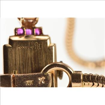 0.50 Ctw 1940's Ruby Diamond Gruen Ornate Watch - Women's