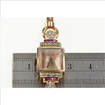 0.50 Ctw 1940's Ruby Diamond Gruen Ornate Watch - Women's