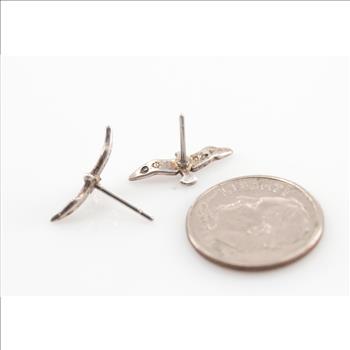0.6g Solid Silver Petite 3D Bird Seagull Studq Sterling Earrings Marked Ster.