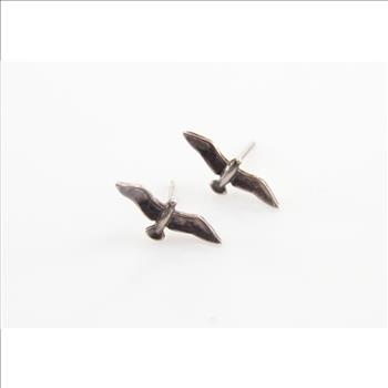 0.6g Solid Silver Petite 3D Bird Seagull Studq Sterling Earrings Marked Ster.