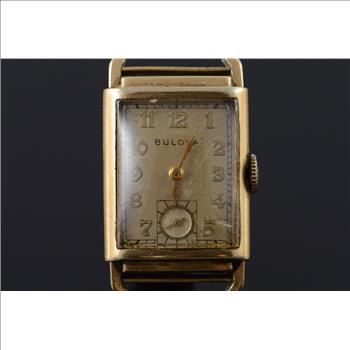 10 Gold Filled Vintage Bulova 32x22mm Square Mechanical Wrist Watch