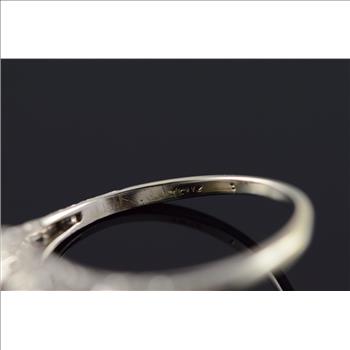 10K 0.05 CT Round Diamond Filigree Vintage Engagement White Gold Ring, Size 8
