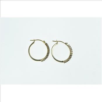 10K 0.25 Ctw Diamond Classic Round 17.4mm Hoop Yellow Gold Earrings