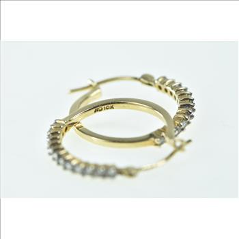 10K 0.25 Ctw Diamond Classic Round 17.4mm Hoop Yellow Gold Earrings