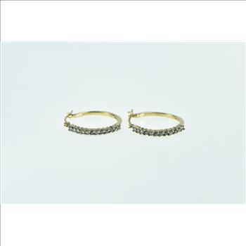 10K 0.25 Ctw Diamond Classic Round 17.4mm Hoop Yellow Gold Earrings