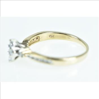 10K 0.25 Ctw Diamond Cluster Vintage Promise Yellow Gold Ring, Size 9