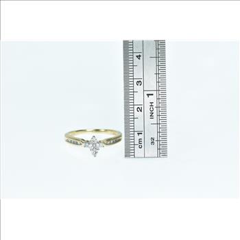 10K 0.25 Ctw Diamond Cluster Vintage Promise Yellow Gold Ring, Size 9