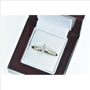 10K 0.25 Ctw Diamond Cluster Vintage Promise Yellow Gold Ring, Size 9