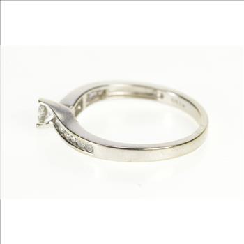 10K 0.25 Ctw Diamond Pressure Set Engagement White Gold Ring, Size 7