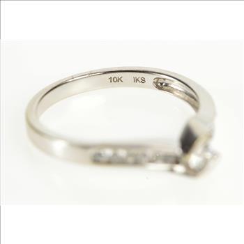 10K 0.25 Ctw Diamond Pressure Set Engagement White Gold Ring, Size 7