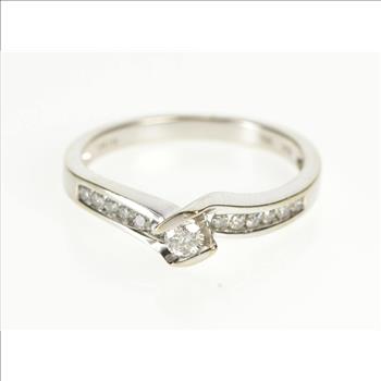 10K 0.25 Ctw Diamond Pressure Set Engagement White Gold Ring, Size 7
