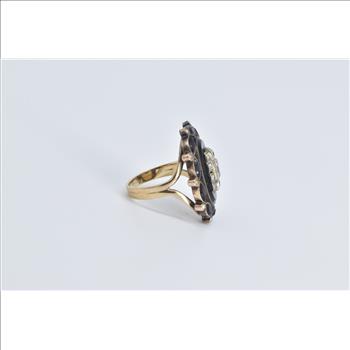 10K 0.30 Ctw Diamond Black Onyx Mourning Yellow Gold Ring, Size 6