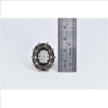 10K 0.30 Ctw Diamond Black Onyx Mourning Yellow Gold Ring, Size 6