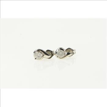 10K 0.30 Ctw Diamond Classic Simple Stud White Gold Earrings