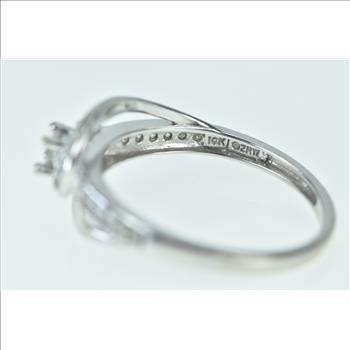10K 0.30 Ctw Diamond Swirl Promise Engagement White Gold Ring, Size 7.25
