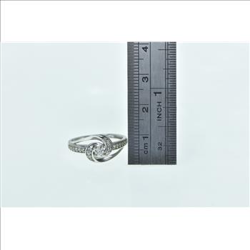 10K 0.30 Ctw Diamond Swirl Promise Engagement White Gold Ring, Size 7.25