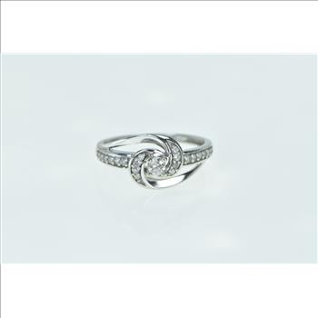 10K 0.30 Ctw Diamond Swirl Promise Engagement White Gold Ring, Size 7.25