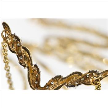 10K 0.33 Ctw Diamond Encrusted Chevron Curb Chain Yellow Gold Necklace 17
