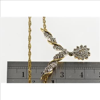 10K 0.33 Ctw Diamond Encrusted Chevron Curb Chain Yellow Gold Necklace 17