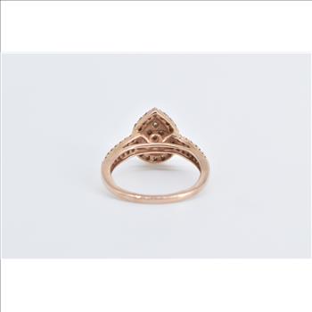 10K 0.33 Ctw Diamond Pear Cluster Halo Engagement Rose Gold Ring, Size 5.25
