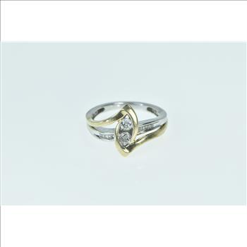 10K 0.33 Ctw Diamond Two Tone Engagement White Gold Ring, Size 7
