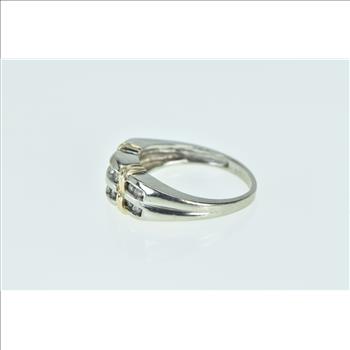10K 0.35 Ctw Diamond Two Tone Layered Band White Gold Ring, Size 6.75