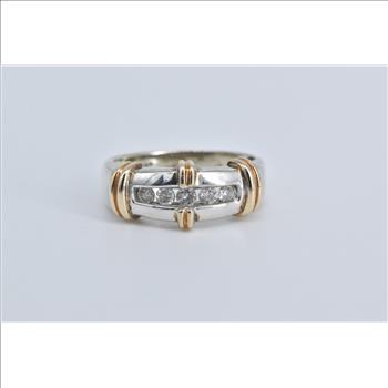 10K 0.35 Ctw Natural Diamond Wedding Band White Gold Ring, Size 8.5