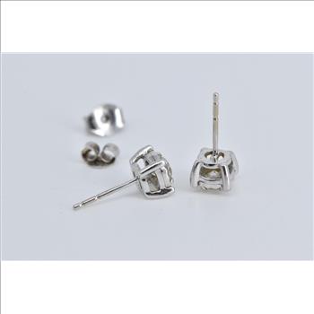 10K 0.40 Ctw Diamond Solitaire Classic Stud White Gold Earrings