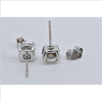 10K 0.40 Ctw Diamond Solitaire Classic Stud White Gold Earrings